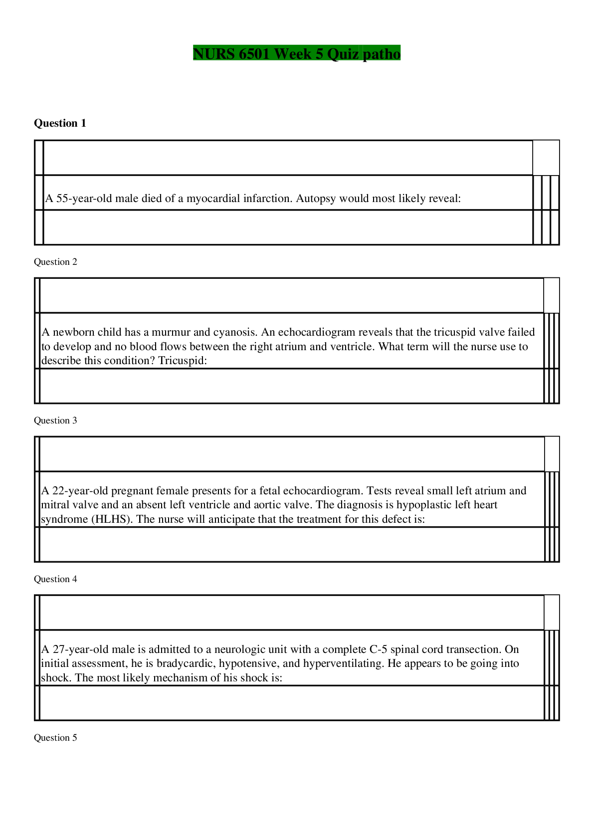 Preview image of NURS 6051 Week 5 Quiz document